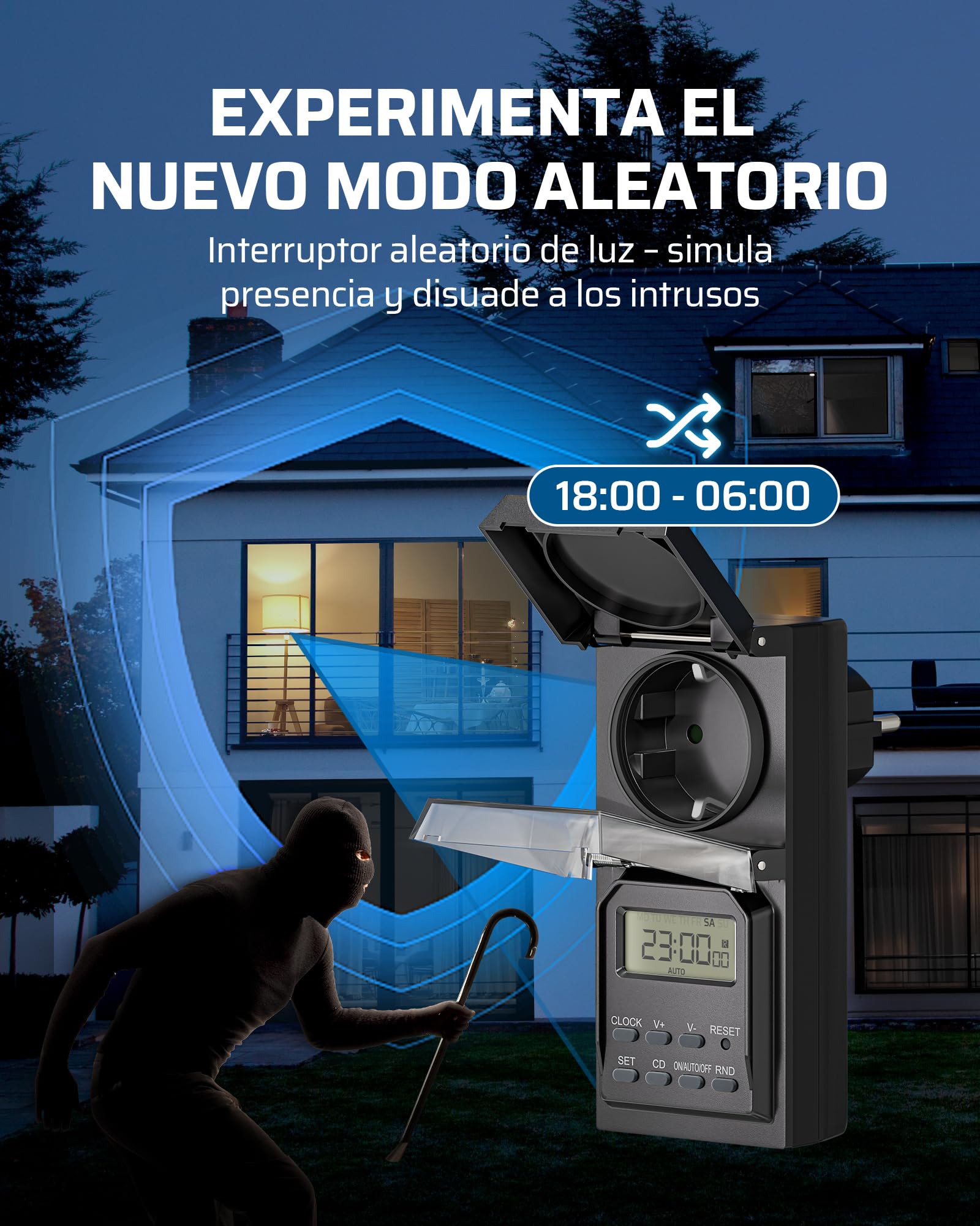 DEWENWILS Prise minuterie extérieure, IP44 minuterie Digitale avec Fonction aléatoire, 20 programmes de Commutation pour Le Jardin, Le système de Filtration de la Piscine