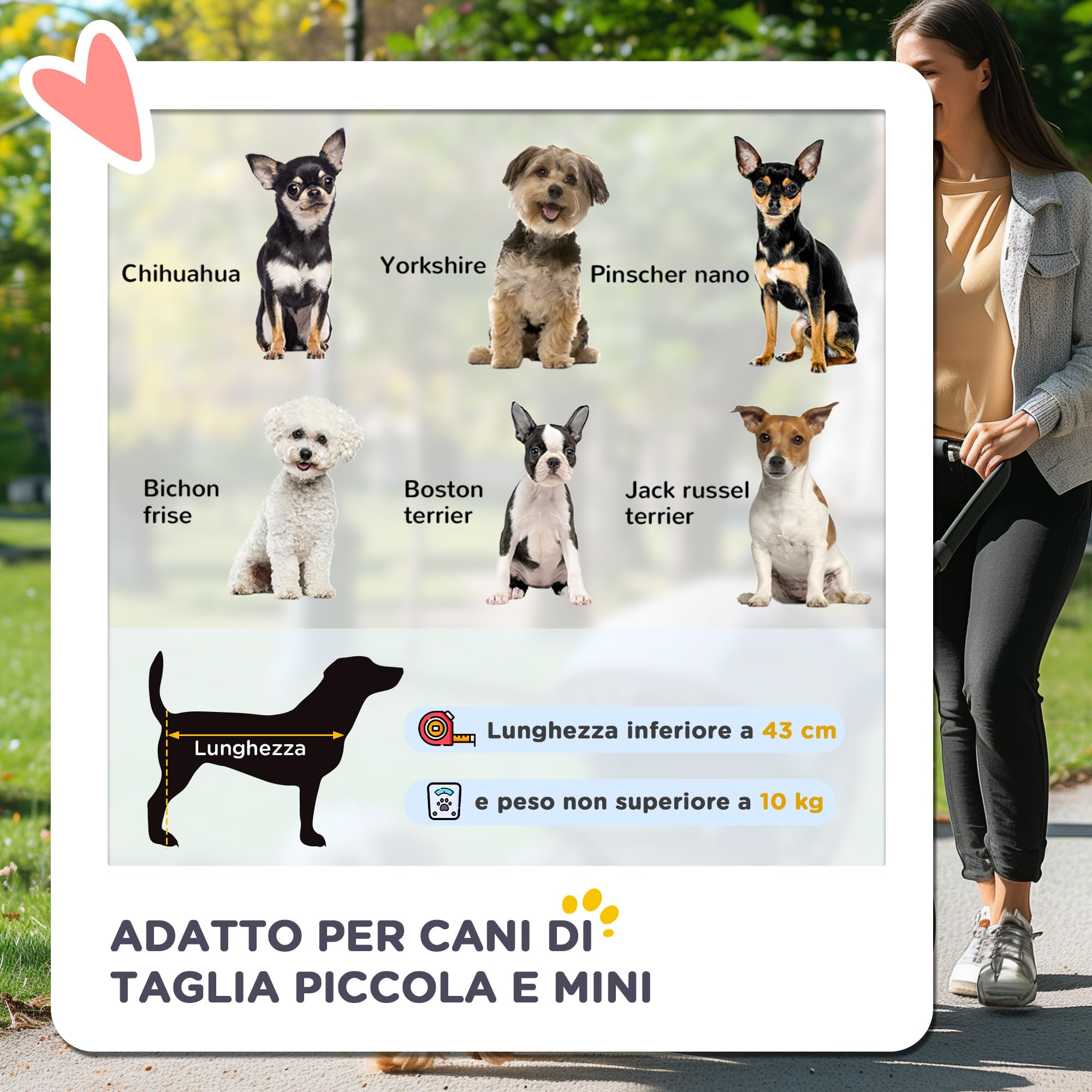 PawHut Passeggino per Cani Piccoli Pieghevole con Maniglione Girevole Ruote con Freni in EVA, Passeggino Cane con Cestino Portaoggetti, 76.5x52x95cm, Marrone Chiaro