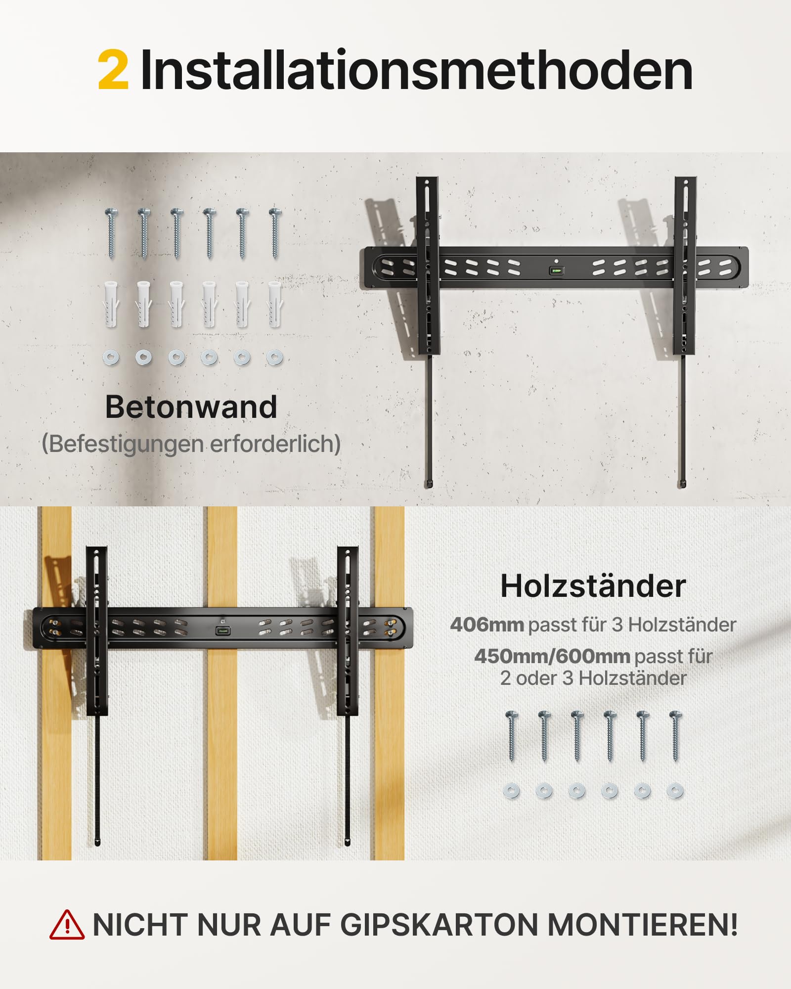 monTEK TV Wandhalterung Ultra Slim für 43–95 Zoll Fernseher | Neigbar, Schwerlast bis 68 kg, Mit Zugband, Max. VESA 800x400 mm, Einfach Anzubringen und Abzunehmen