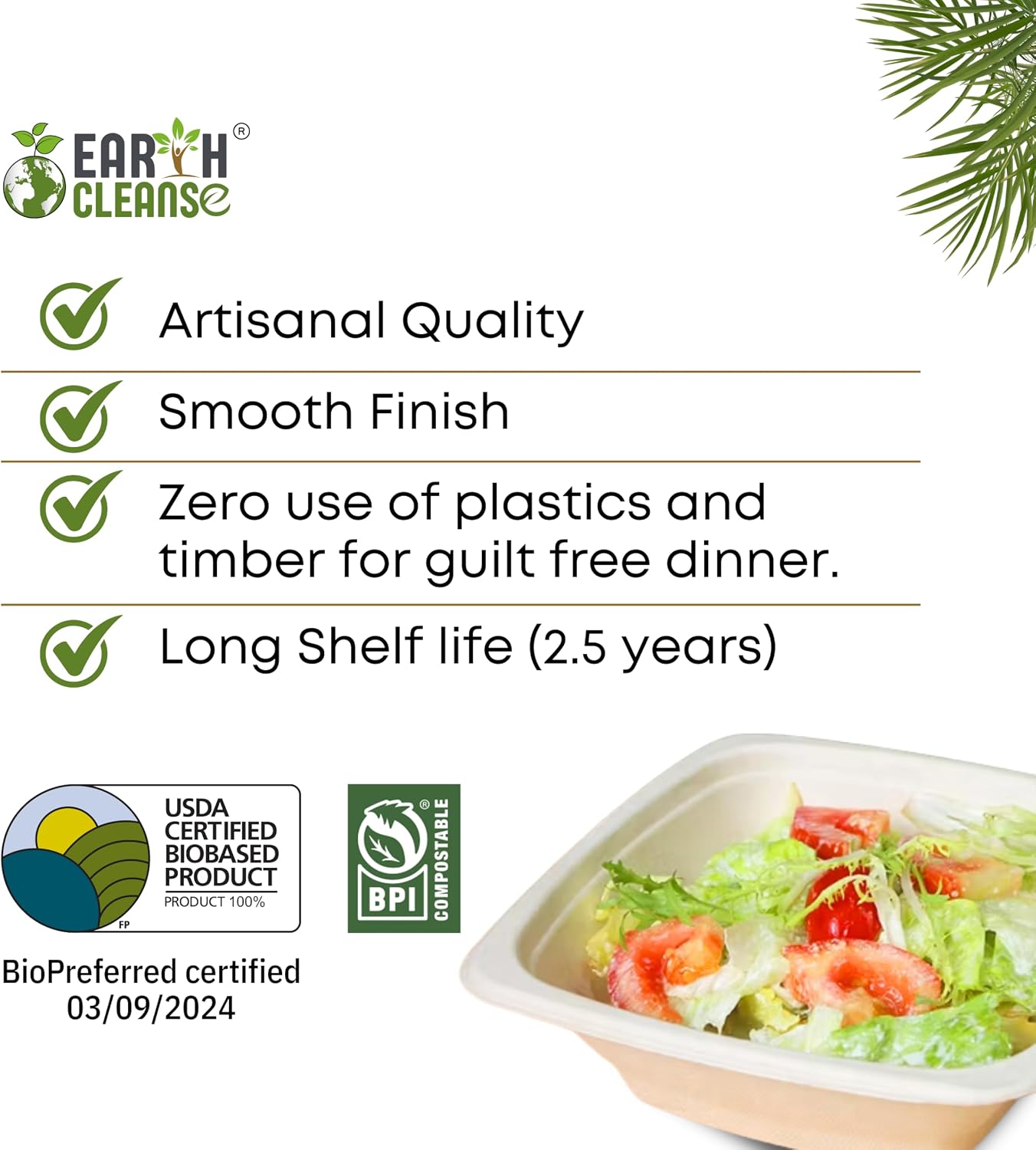 EARTH CLEANSE 8.5 oz Paper Bowls [500 Pack] – Heavy-Duty Disposable Sugarcane Bowls, Made from Bagasse, Microwave & Leak-Resistant – Great for Cereal, Salad, Snacks, and Soups