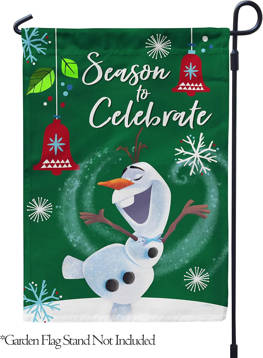 Flagology, Disney Season to Celebrate Olaf – Garden Flag 12" x 18", Exclusive Fabric, Officially Licensed Disney, Winter, Frozen