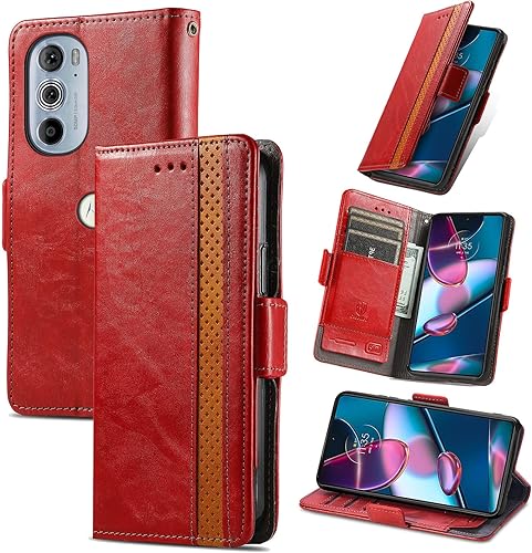 Miniatura 117 de Funda para Honor X7, Funda para Honor Play 30+ Plus Funda de piel sintética con ranuras para tarjetas Funda con soporte abatible Rojo