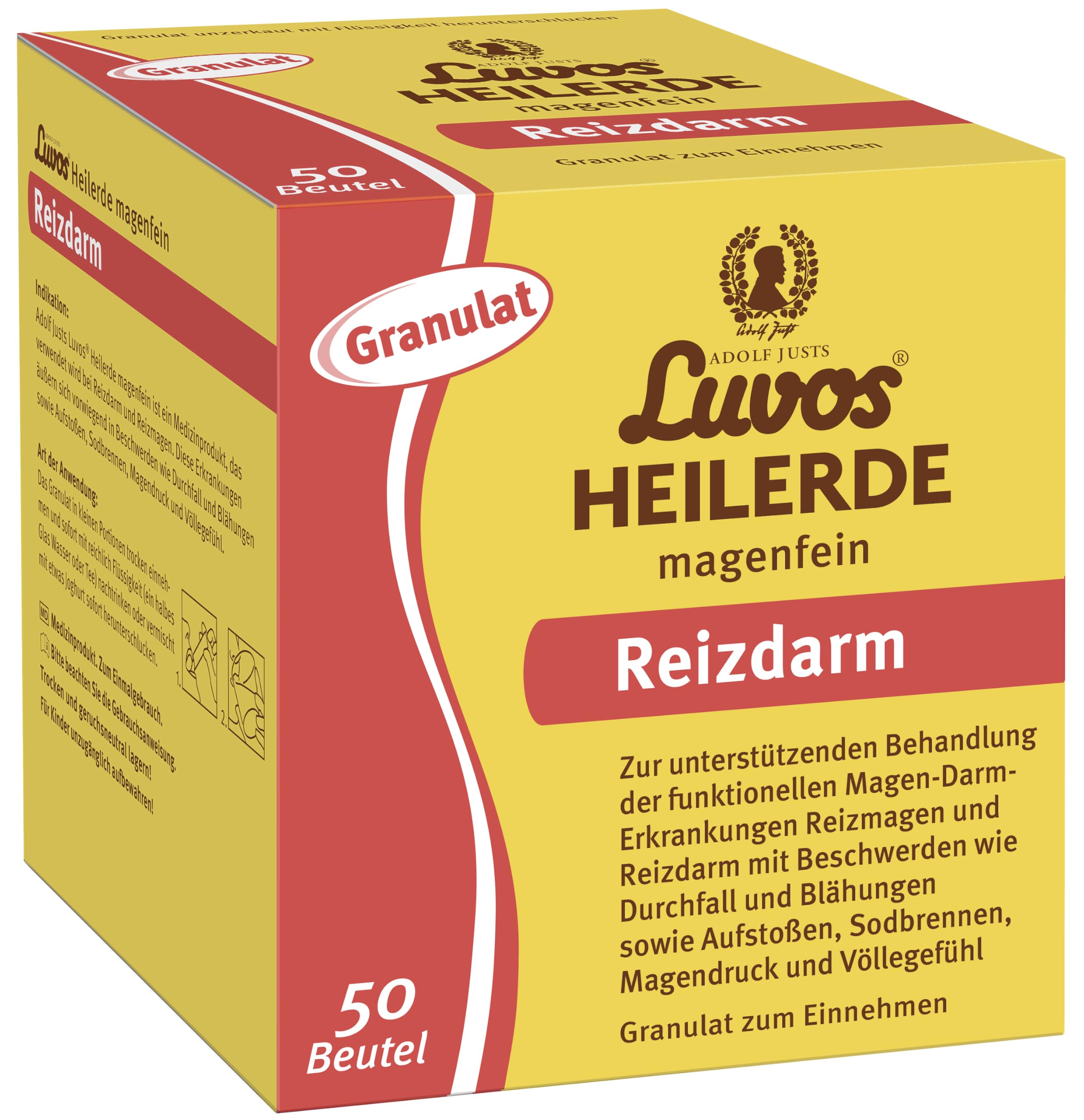 Luvos Heilerde magenfein Granulat - Naturheilmittel gegen Reizdarm & Reizmagen - Bei Symptomen wie Durchfall, Blähungen, Aufstoßen, Sodbrennen, Magendruck - 50 Beutel