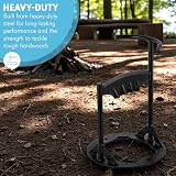 𝗖𝗔𝗦𝗧 𝗜𝗥𝗢𝗡 𝗪𝗢𝗢𝗗 𝗦𝗣𝗟𝗜𝗧𝗧𝗘𝗥 𝗪𝗜𝗧𝗛 𝗛𝗔𝗠𝗠𝗘𝗥 | 36.5cm (H) (14”) | Wood & Kindling Splitting Tool | Firewood Cutter with Pre-Drilled Base | Splitting Blade | Fireplace Decor - 6
