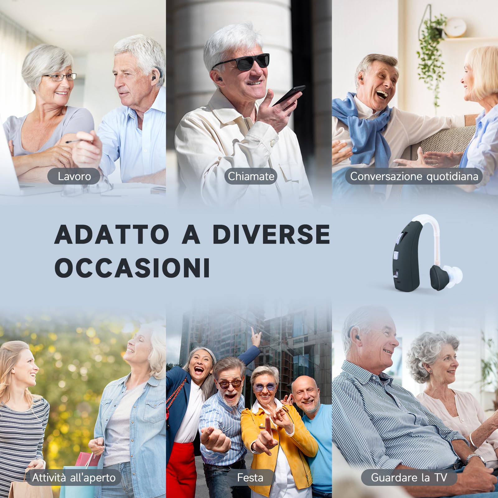 Britzgo Dispositivo Ricaricabile per Anziani, Doppia Modalità, 40 Ore di Audio Nitido e Adatto a Ogni Scenario Quotidiano (1, Blu scuro)