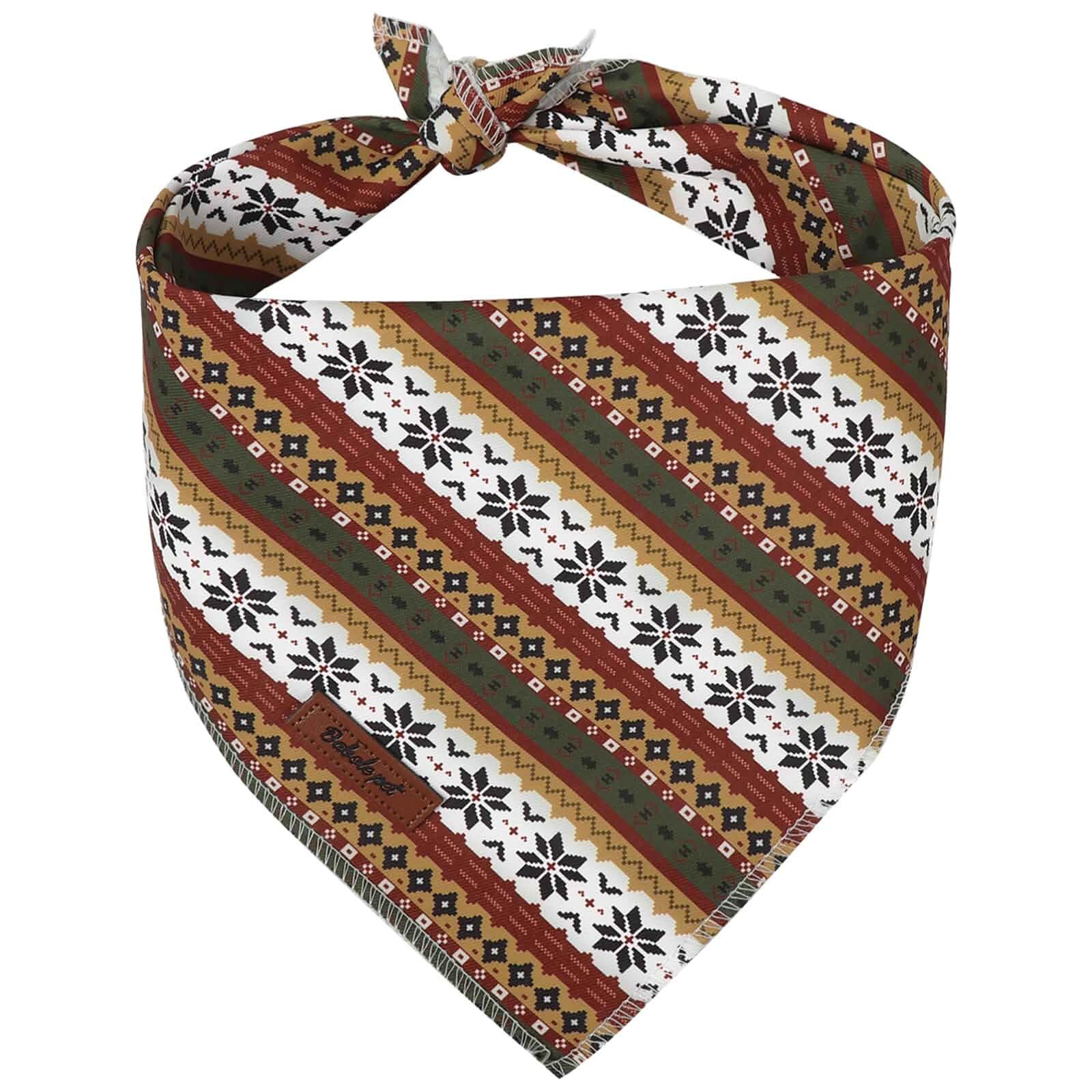 Autumn Knit Dog Bandana, Cozy Fair Isle Pet Bandana - Soft Cotton Tie-On Triangle Scarf for Puppy Small Dogs & Cats, Fall Winter Nordic Pattern Dog Accessories S Fall Fair