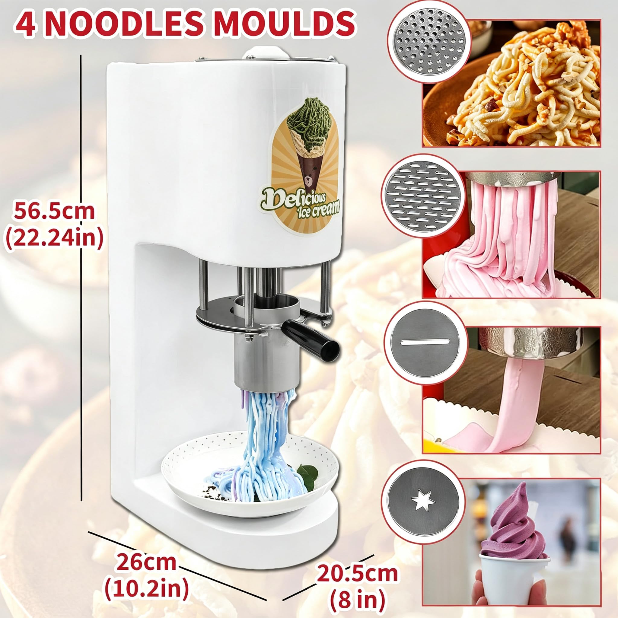 Gelatiera Spaghetti 30 L/H per Uso Professionale Red