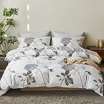 Wake In Cloud - Floral Comforter Set, Botanical Flowers Pattern Printed, Soft Microfiber Bedding (3pcs, Queen Size)