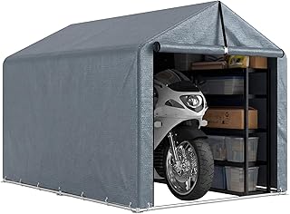Outsunny Garagenzelt 2,2 x 1,6 m Wasserdicht Gerätezelt mit Rollbar Reißverschlusstür Satteldach Stahlrahmen, UV-beständig Lagerzelt, Zeltgarage Unterstand für Gartengeräte Werkzeuge Dunkelgrau