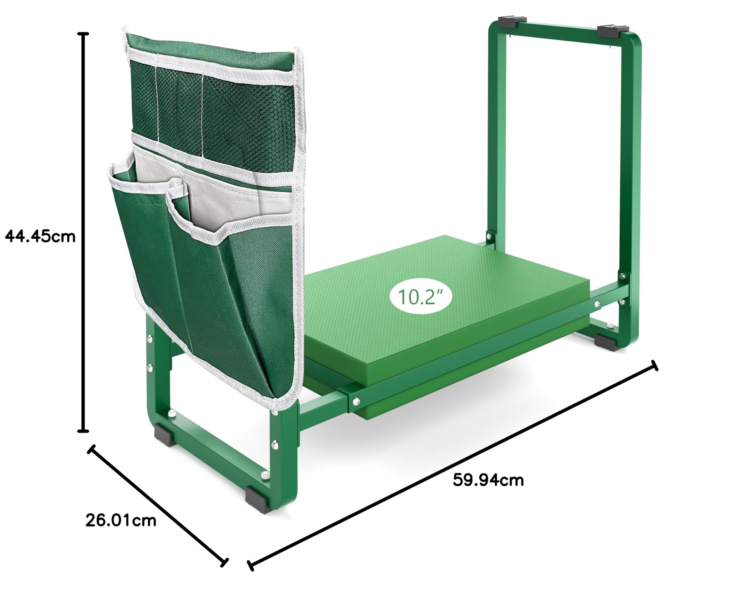 FLINTER Asiento y rodillas de jardín de 10.2 pulgadas más ancho, banco de jardinería grueso y resistente para arrodillarse y sentarse, herramientas de jardín con bolsas, regalos de jardinería para