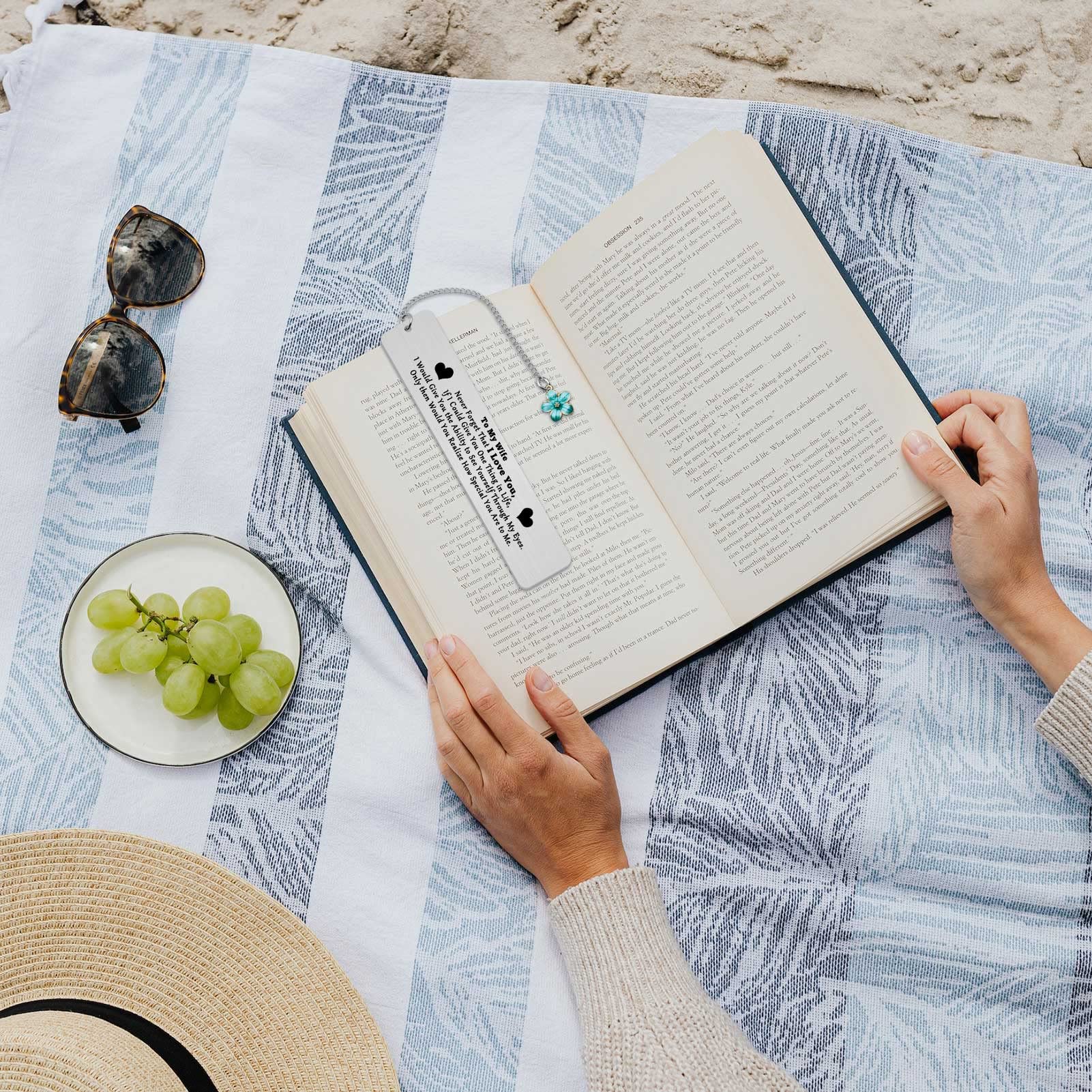 to My Wife Gift from Husband Wife Bookmark I Love You Bookmarks Happy Anniversary Bookmarks Book Mark for Wife Cute Valentines Day Gifts for Her Romantic Bookmark Book Club Gifts Thank You Bookmark - Image 3