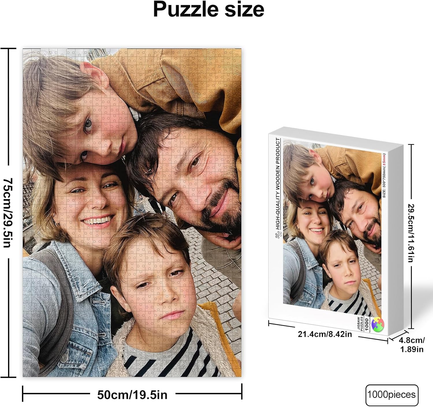 Custom Puzzle from Photos 1000 Pieces,Personalized Jigsaw Puzzle for Adult Kids, Make Your Own Photo Puzzle from Picture, Christmas Anniversary Wedding Gift for Women Men GF BF(19.5*29.5In Vertical)