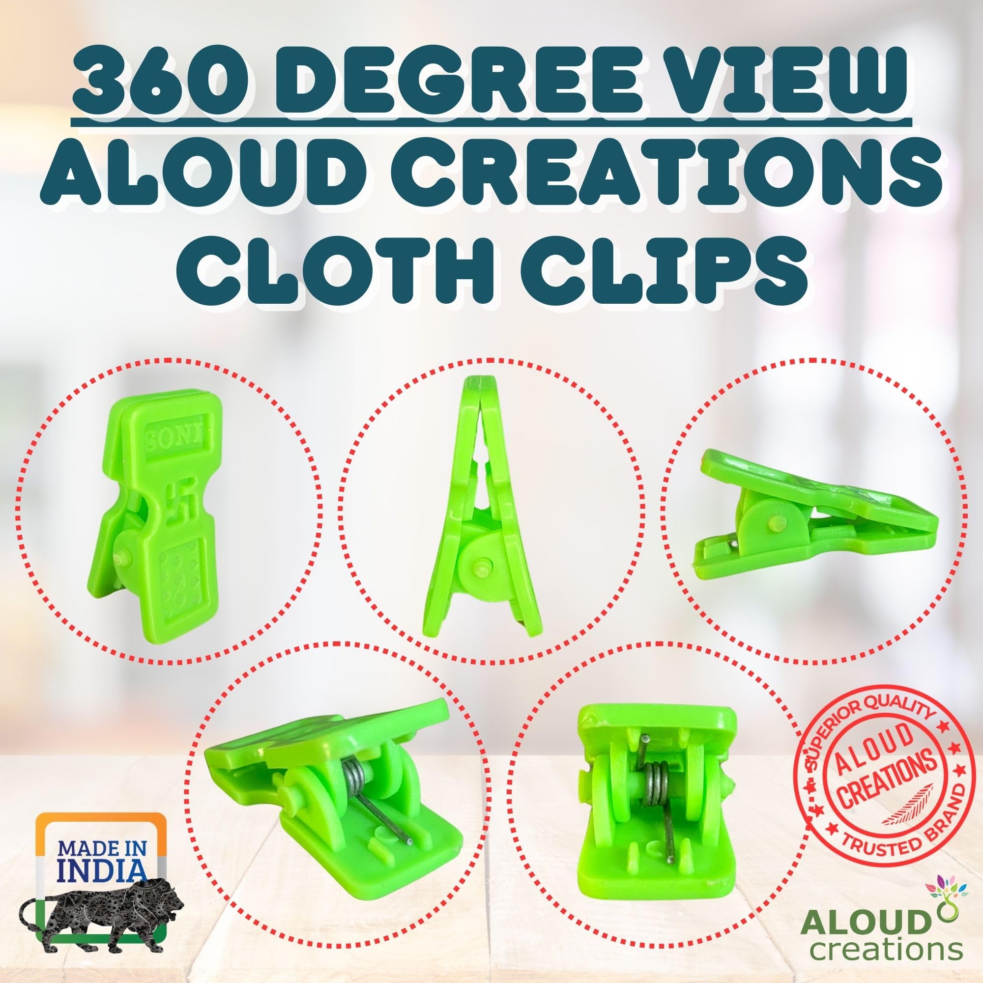 ALOUD CREATIONS 48 mollette ultra resistenti per asciugare i vestiti | Clip per asciugare i vestiti | Clip per asciugare i vestiti, appendere e organizzare | Spille | Chimti | Mollette per appendere