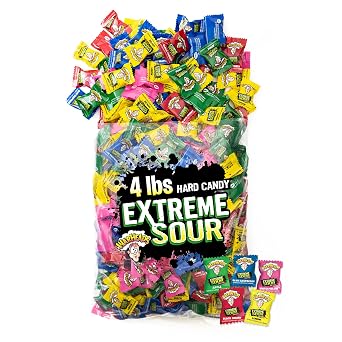 WARHEADS Extreme Sour Hard Candy Assorted Flavors Bulk Bag 4 lb Size | Ideal For Retail Displays, Parades, Special Events, And Filling Containers For Guests To Enjoy Throughout The Day.
