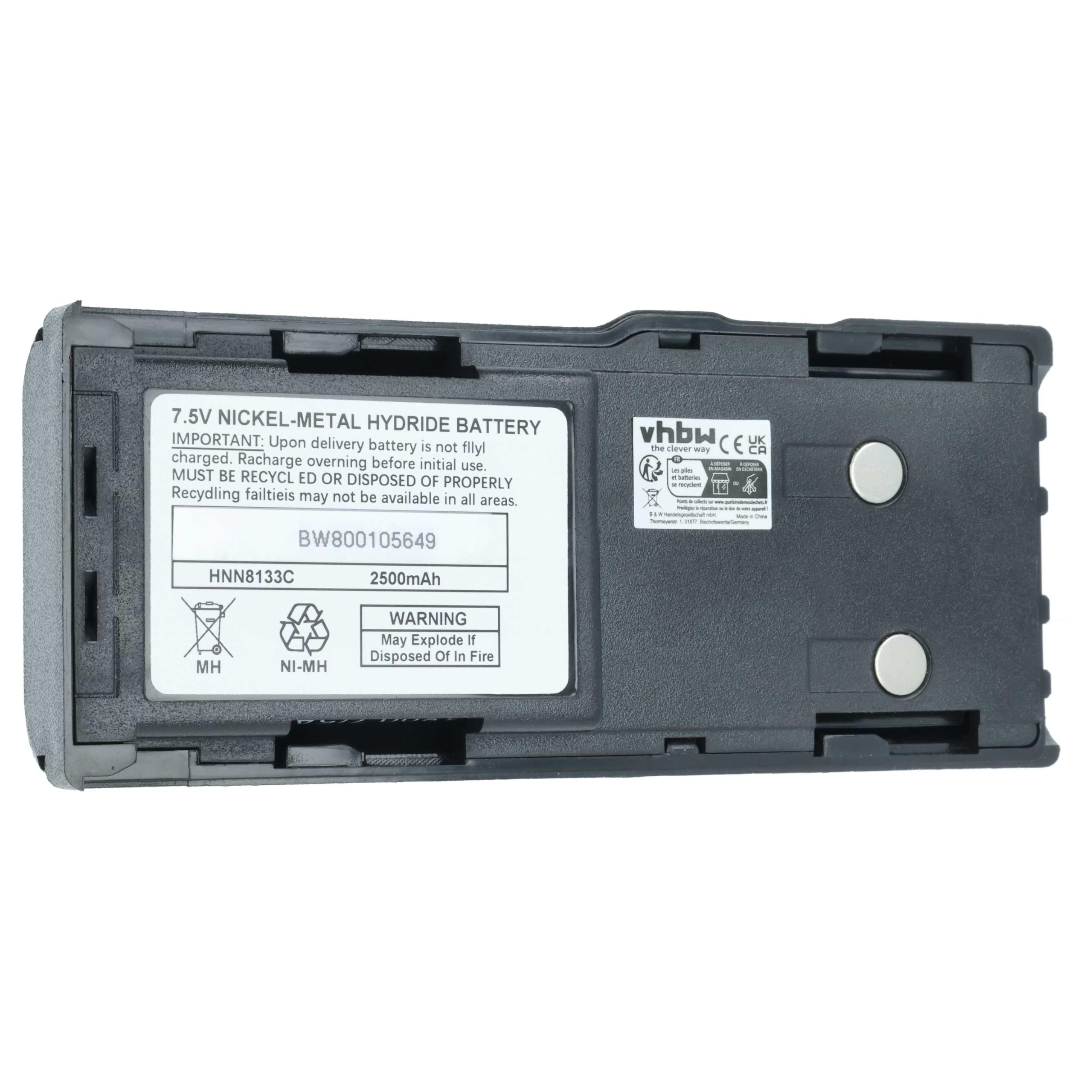 vhbw 2 x bateria kompatybilna z Motorola GTX900, GTX LTR przenośne radio (2500 mAh, 7,5 V, NiMH) + klips