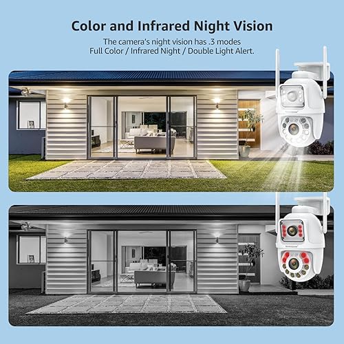 Miniatura 5 de BOAVISION Cámara de seguridad WiFi 5G2.4G para exteriores, lente dual PTZ inalámbrica, vista de 360, seguimiento humano AI, visión nocturna a color,
