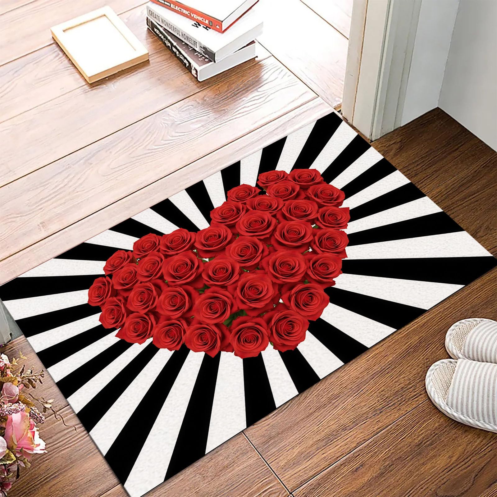 Paillasson Saint-Valentin 50x80cm avec tapis d'entrée antidérapant lavable en machine cuisine