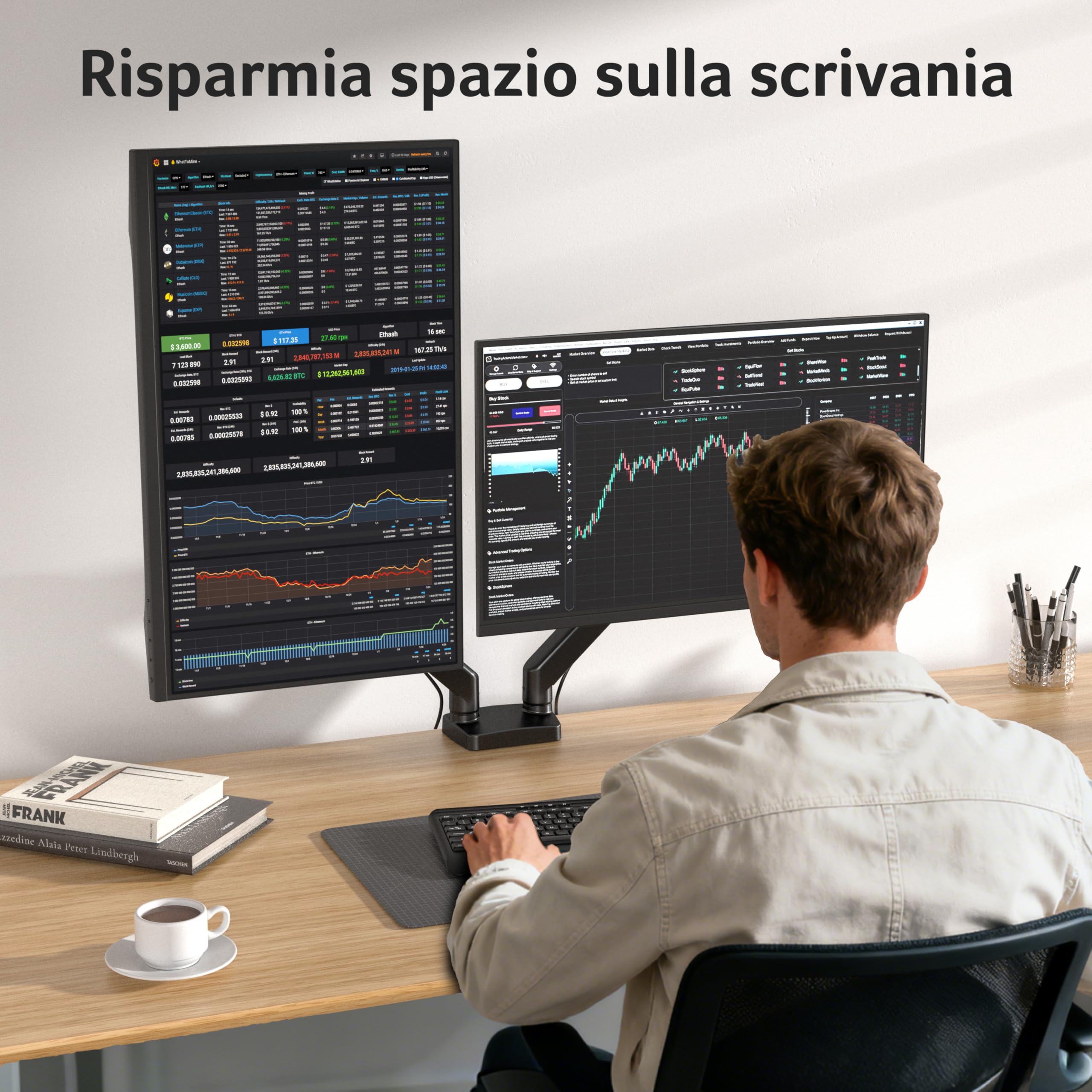 acer Braccio Monitor Doppio Supporto Schermi 17-32 Pollici, Supporto Monitor Scrivania con Molla a Gas, Regolabile in Altezza, Capacità di Carico 2-9 kg, VESA 75x75/100x100