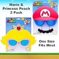 Vista 67 de Sun-Staches Gafas de sol oficiales de Super Mario Mario Luigi Peach Bowser Yoshi Wario o Waluigi accesorio de disfraz Se adapta a la mayoría