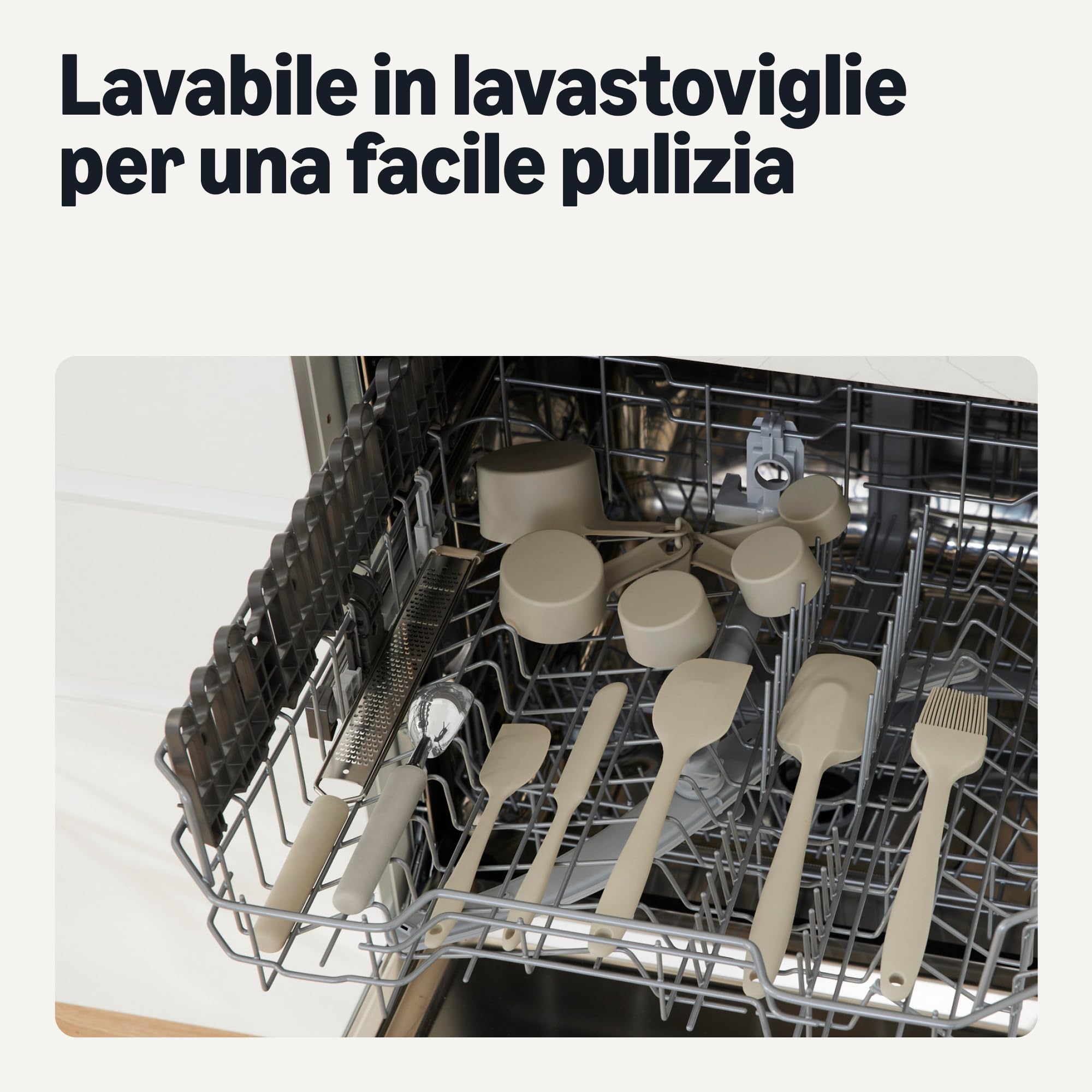 Amazon Basics Porzionatore per Gelato, Impugnatura Morbida, Lavabile in Lavastoviglie, Grigio Lino