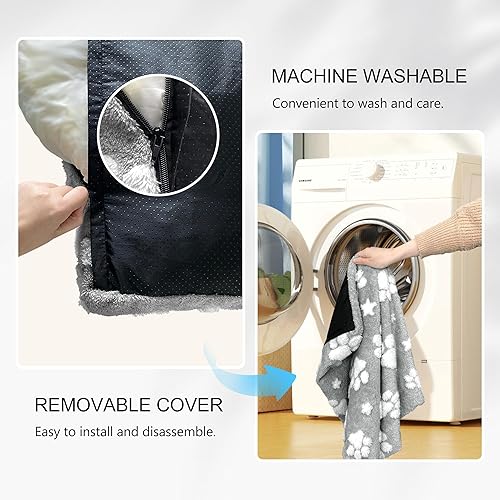 Miniatura 6 de Camas para perros grandes, bonita cama gruesa para perrera, cama mullida para mascotas con funda extraíble lavable y parte inferior antideslizante,