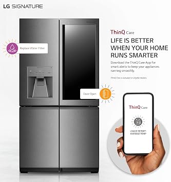 LG Signature 31 cu. ft. SMART Standard-Depth French Door Refrigerator in Textured Steel with Instaview and Auto Open Door URNTS3106N