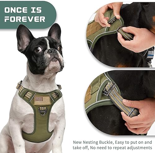 Miniatura 2 de BUMBIN Arnés para perros grandes sin tirones, arnés táctico para perro, con asa, arnés de chaleco ajustable para perro, correa elástica de 6 pies