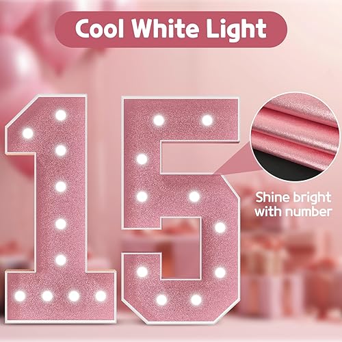 Miniatura 3 de Números de marquesina decoración de cumpleaños número 15 telón de fondo grande de 4 pies para aniversario de cumpleaños de 15 años para niños y