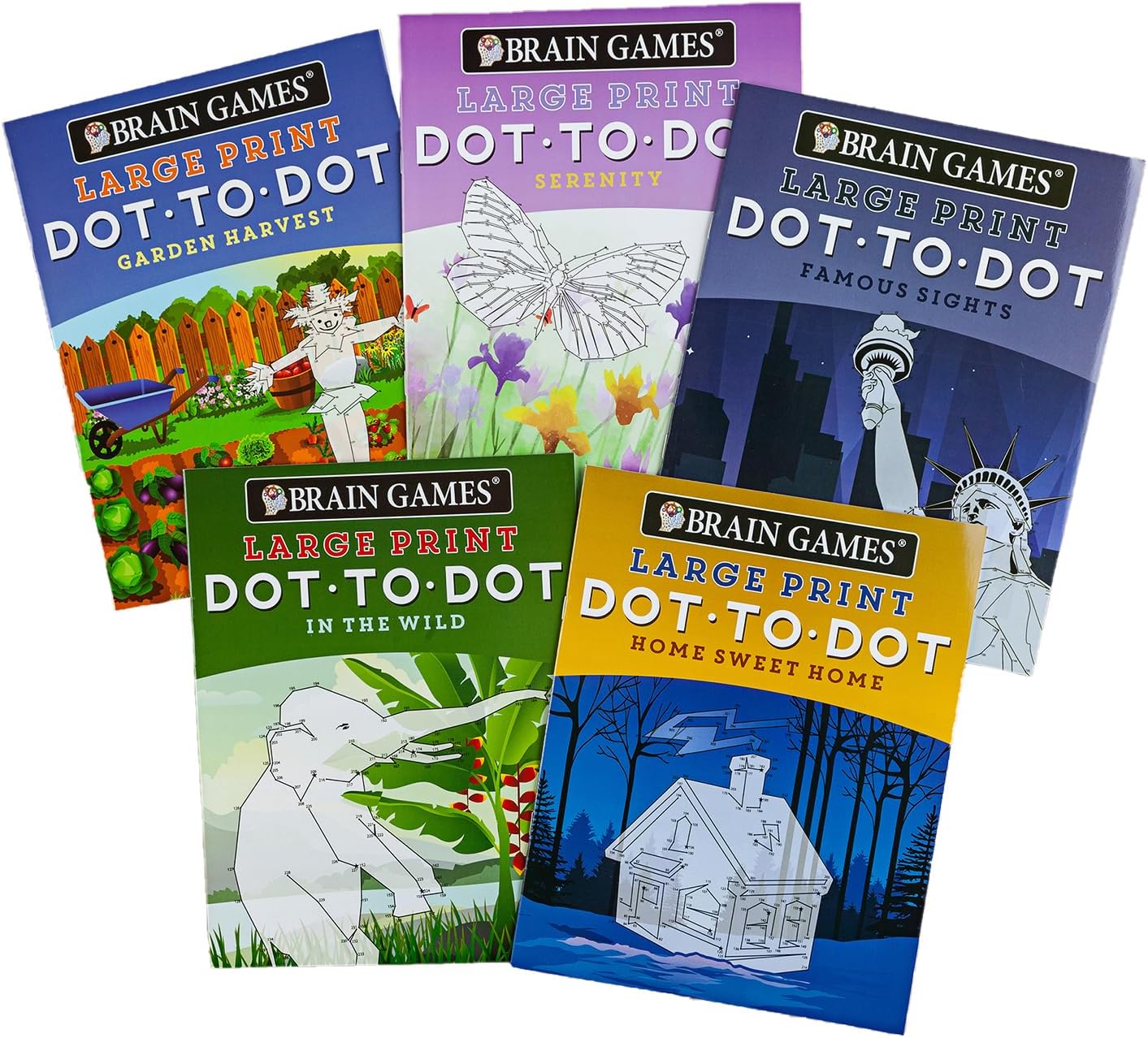 Brain Games 5 Booklet Set - Large Print Dot to Dot (Brain Games - Dot to Dot)