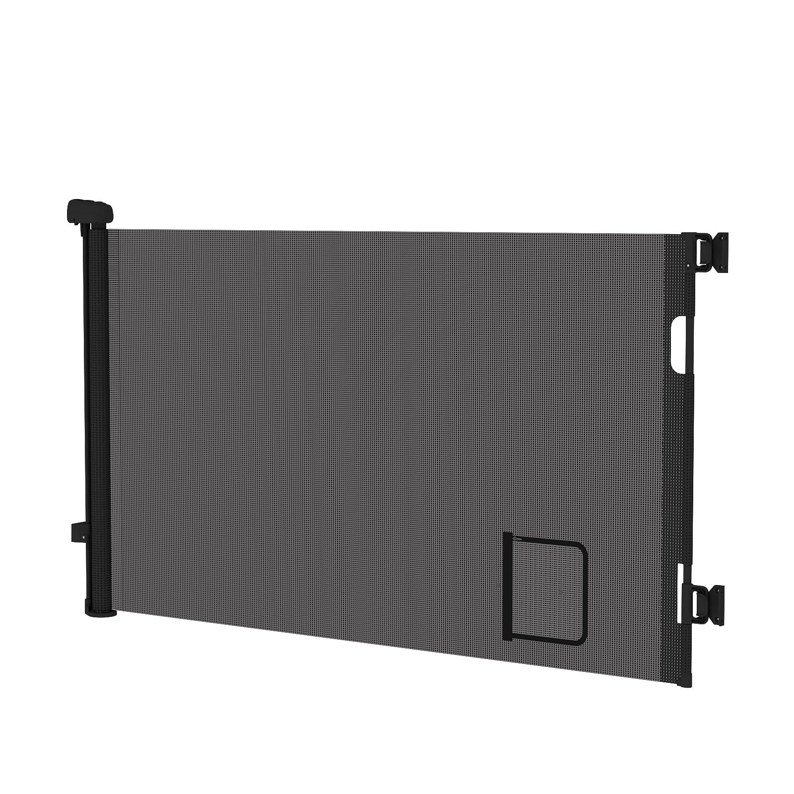 Barrière de sécurité télescopique pour Enfants et Animaux, 0 à 150 cm, avec chatière, Installation Facile, adaptée aux escaliers et aux Portes (Noir)