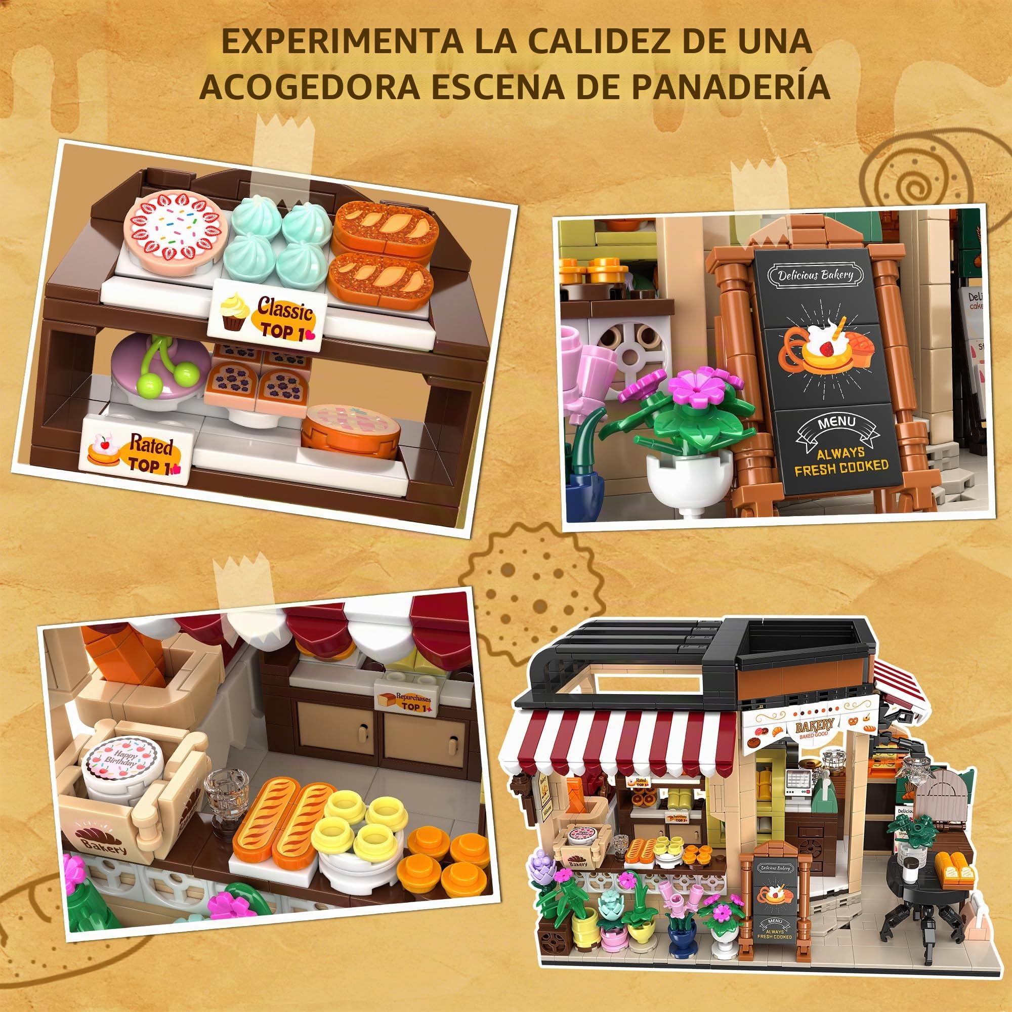 TYCOLE City Baking House Juego de Bloques de Construcción, 1205 Piezas de Juguete de Construcción con Temática de Comida Gourmet, Regalo de Cumpleaños para Niños y Niñas y Adultos de más de 6 Años