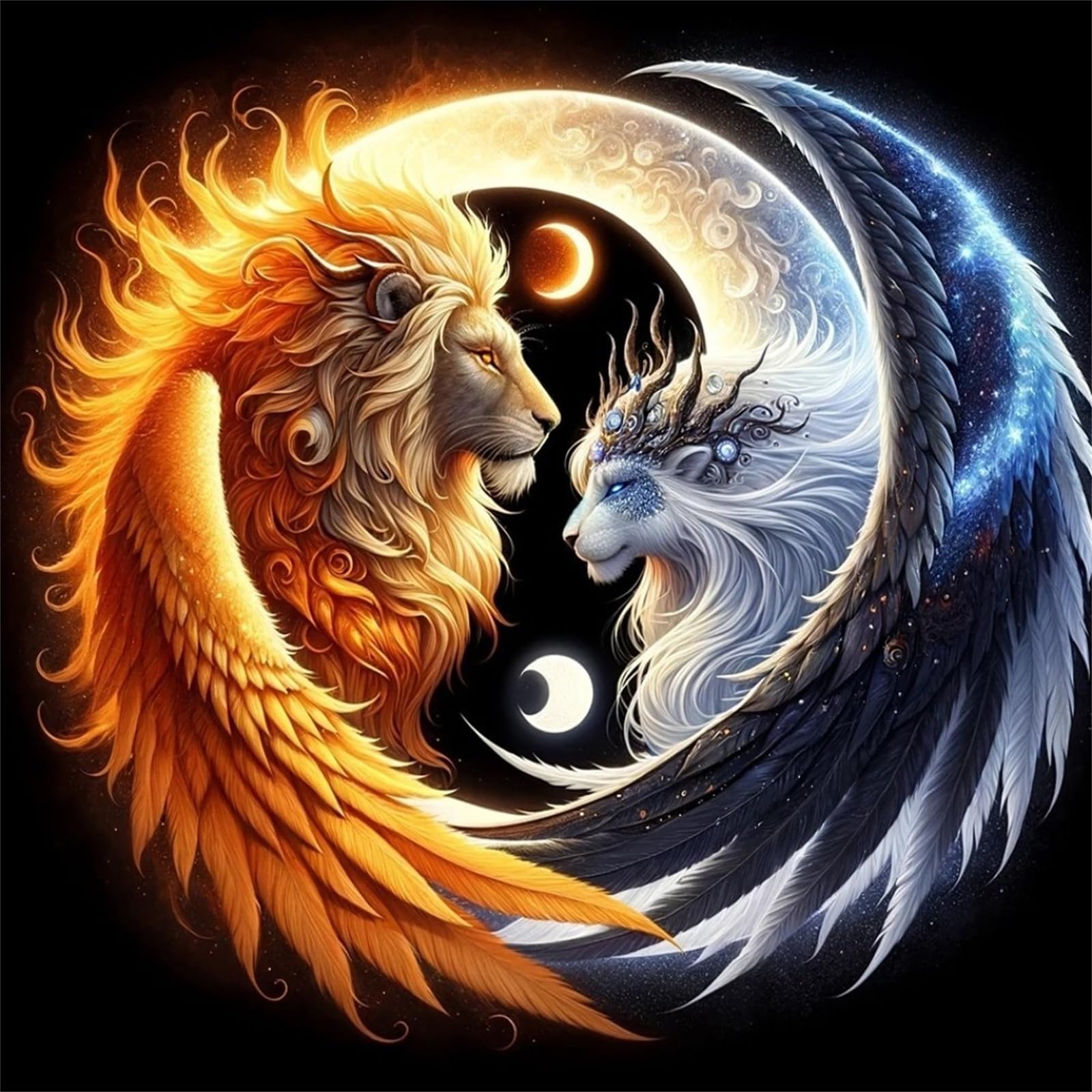 Lehaha Lion 5D Diamond Art Kit For Adults And Kids - Painting And Embroidery Crystal Cross Stitch - Full Drill Flower (30X30cm)