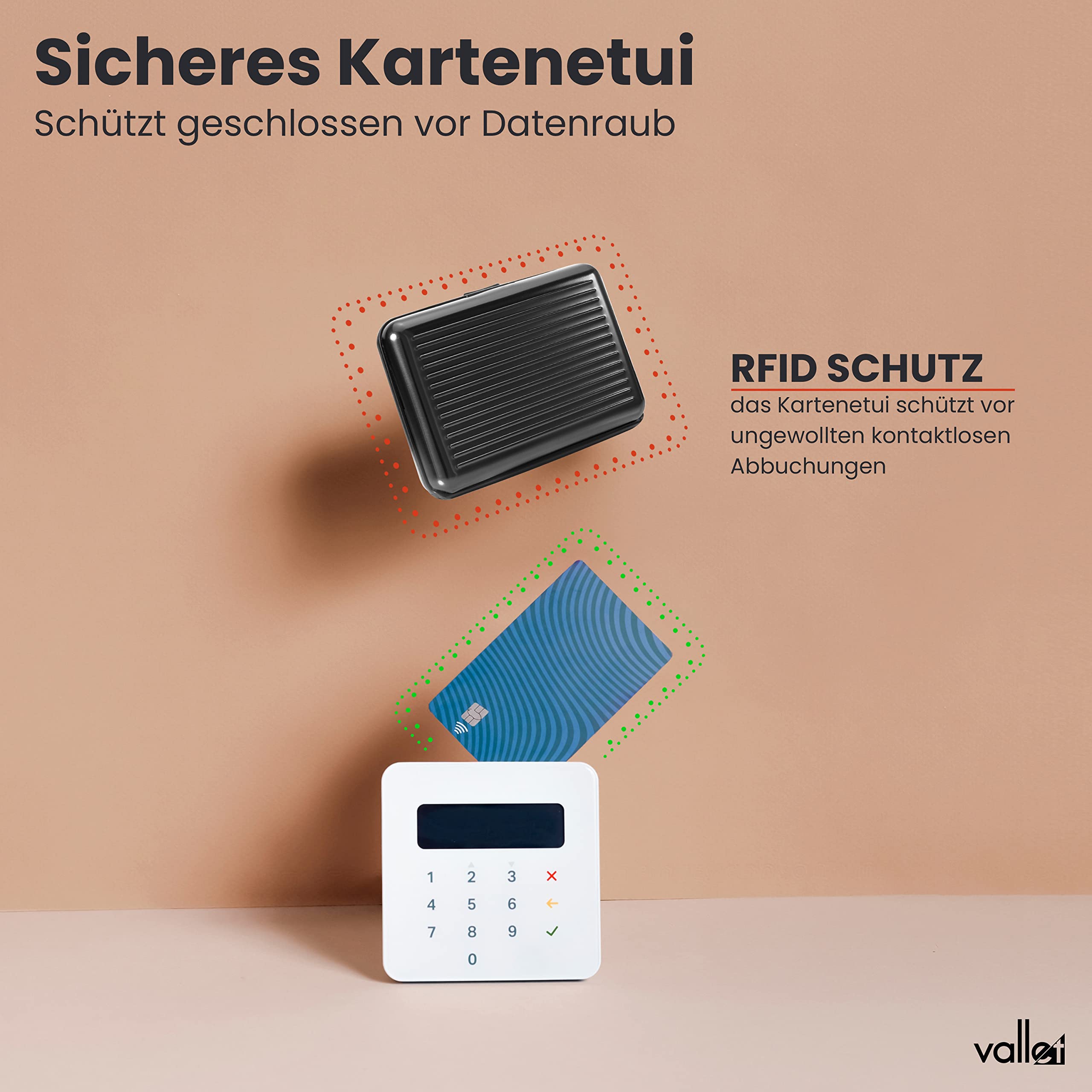 VALLET® Kreditkartenetui aus Aluminium | Ideal als Kartenetui & Visitenkarten Etuis | NFC & RFID Schutzhülle | Schützt Ihre EC-Karten vor unerlaubtem Auslesen | für Damen & Herren