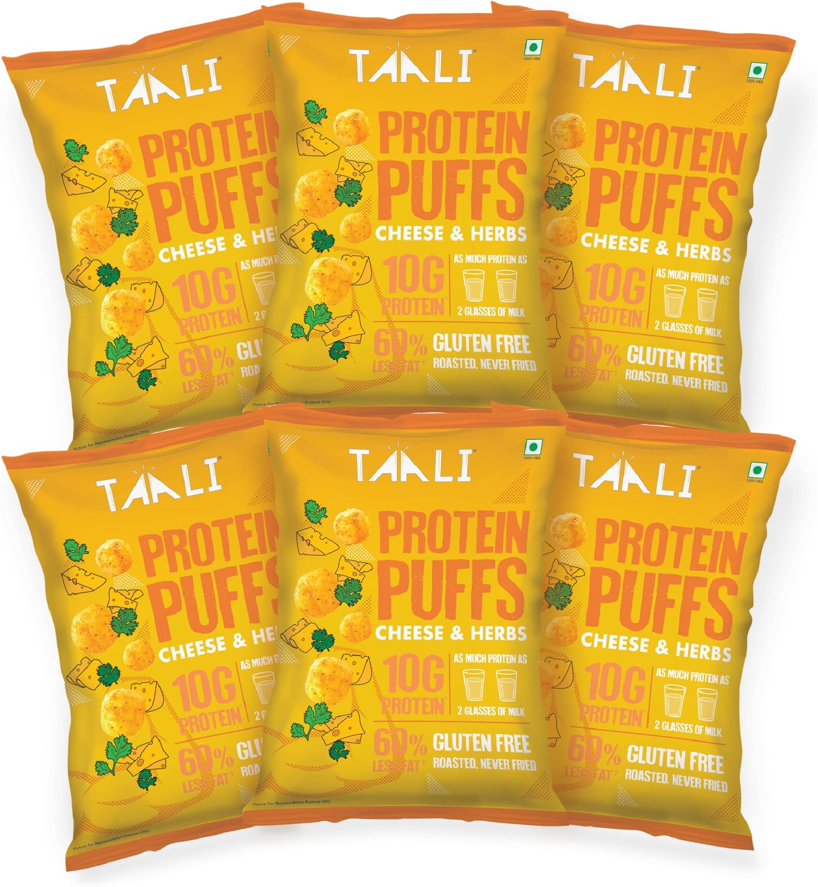 Taali Protein Puffs Cheese & Herbs 60g Pack of 6