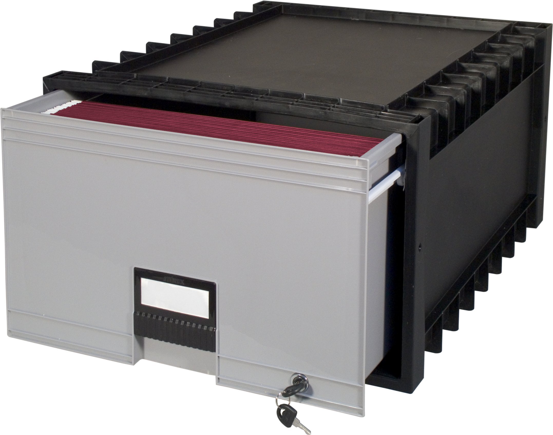 Photo 1 of **MISSING THE KEY**  Storex 24-Inch Archive Locking Storage Box for Legal Size Files, Black/Grey (61155U01C)