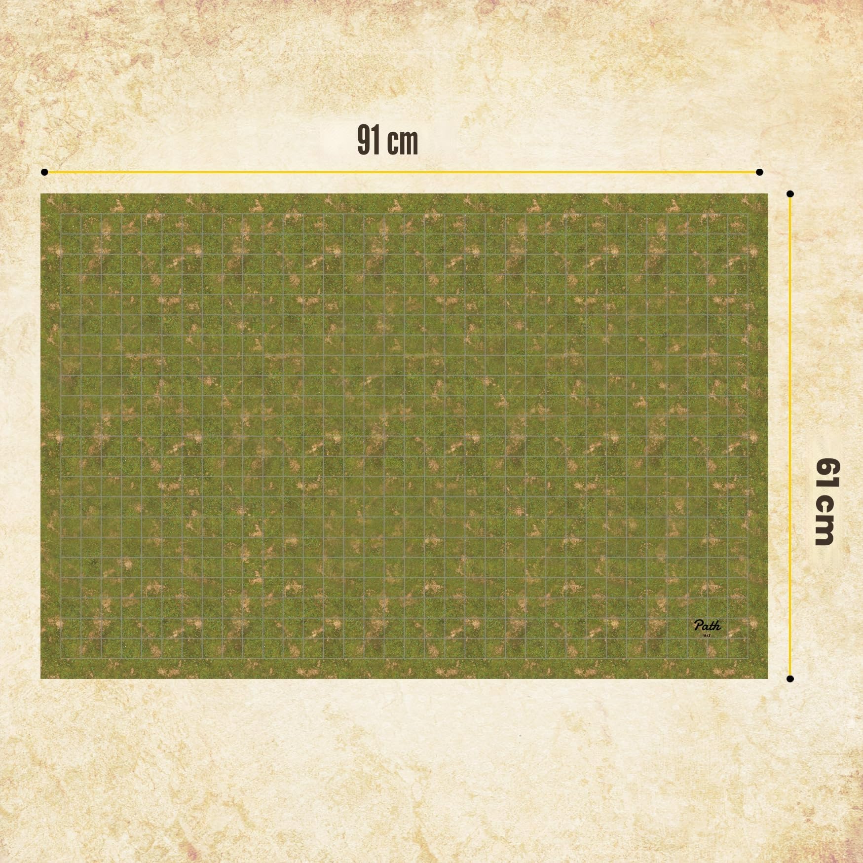 Path Gaming Alfombrilla de juego Battle Grid de doble cara de 36 x 24 pulgadas, 3 alfombrillas, 6 terrenos, 4 marcadores, 1 borrador y 1 botella de pulverización. Ideal para Dungeons and Dragons/DND