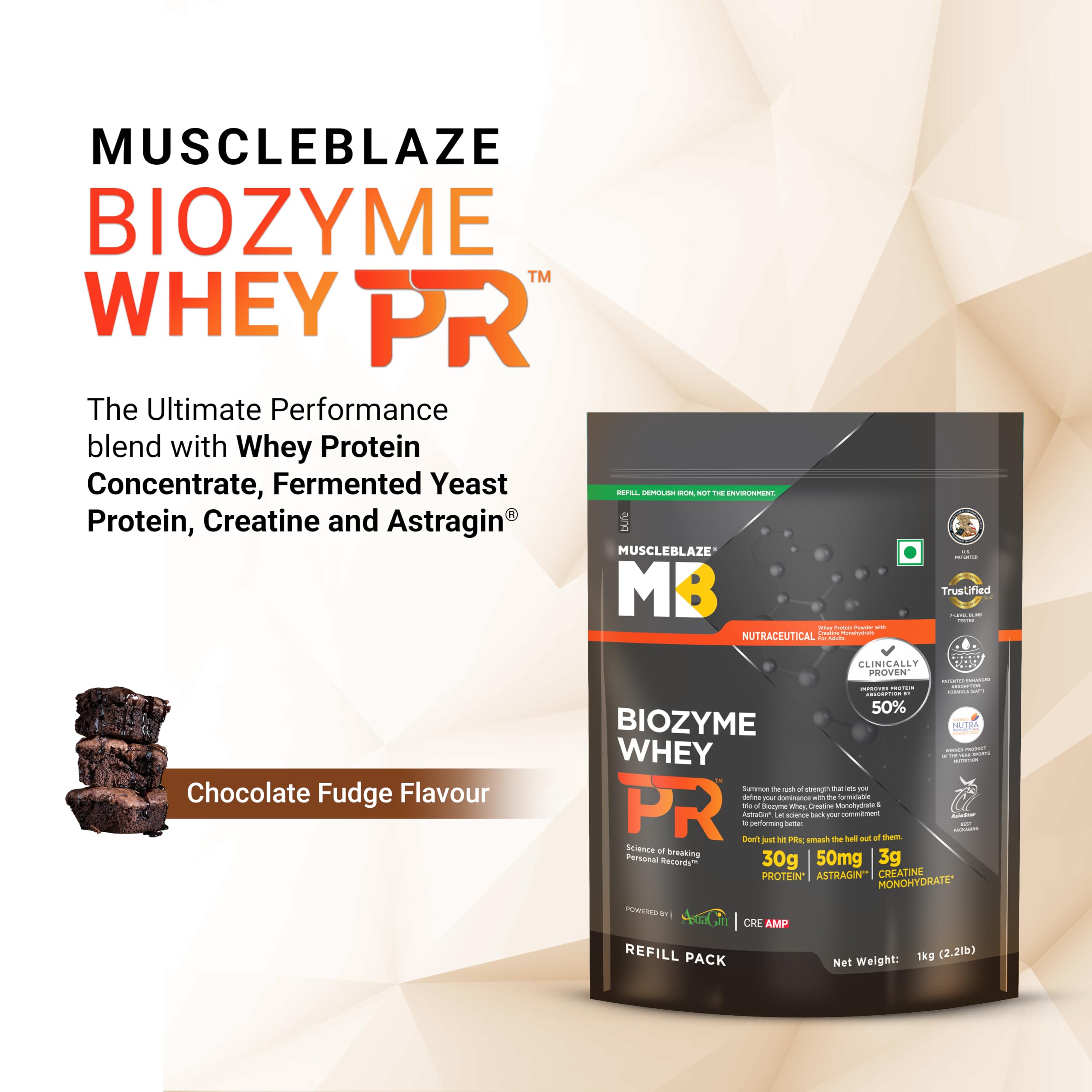 MuscleBlaze Biozyme Whey PR Protein Powder, 1kg (2.2lbs) — Amazon image 3