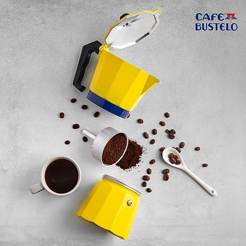 Miniatura 3 de LORD'S ROCKS Café Bustelo - Cafetera de café para estufa, cafetera Moka de 20.3 fl oz, aluminio duradero con mango resistente al calor, diseño