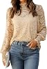 HOTOUCH Lace Tops for Women Sheer Long Sleeve Blouses Dressy Casual Shirt with Camisole 2 PCS Set S-XXL
