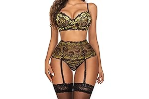 Women Lace Underwire Gold Panties