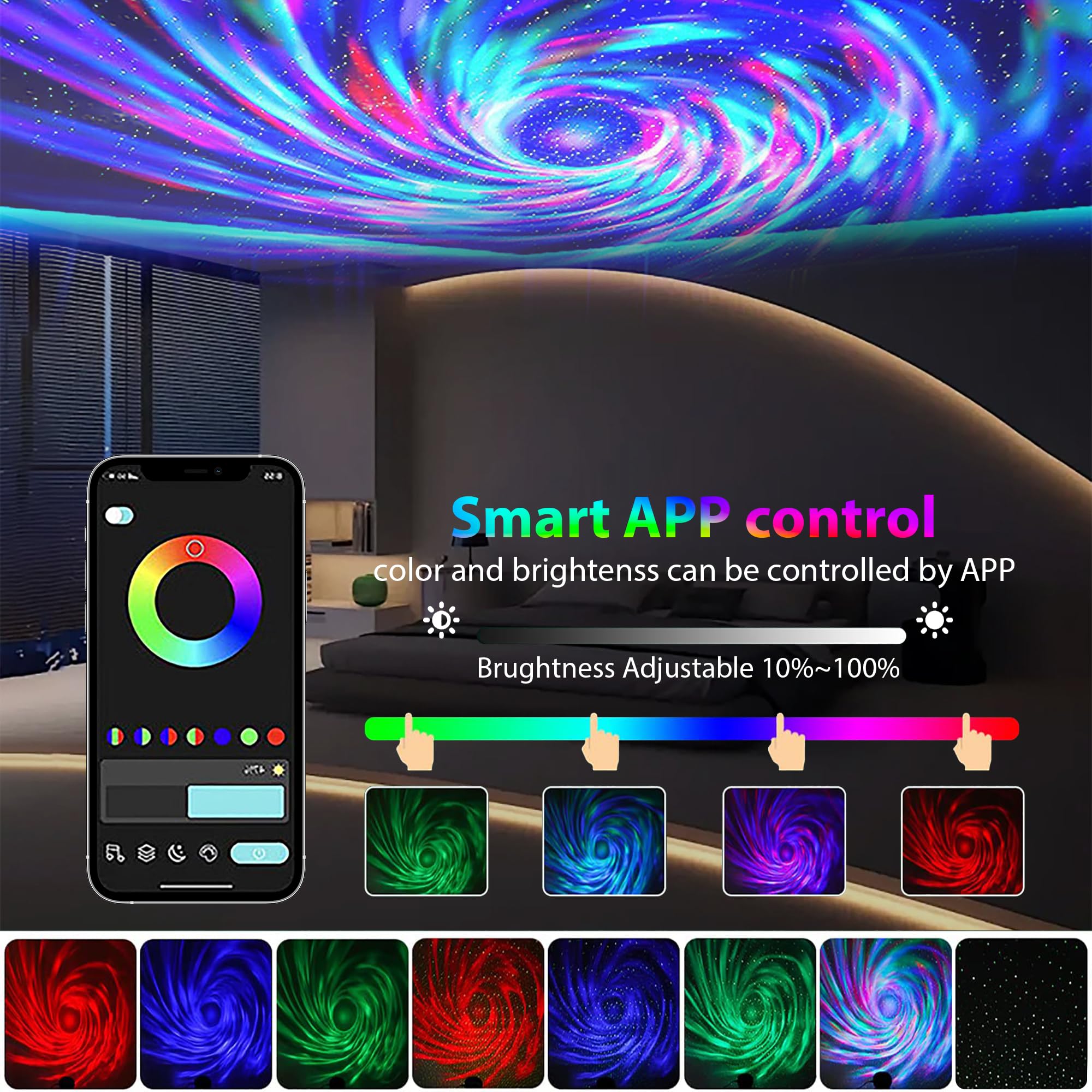 USB-betriebenes Mini-Galaxie-Nachtlicht, Soundaktiviertes LED-Partylicht, 3 m, USB, ideal für Weihnachten, Raves, Karaoke, Zuhause, Tanz, Clubs, Bar-Partys, Mattschwarz
