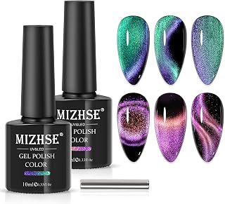 MIZHSE Cat Eye UV Gel Magnet Nail Polish Set 9D Glitter Cateye Nails UV | Cateye Nail Polish, Gel Nail Polisher, Nail Design, Manicure for Home and Salon