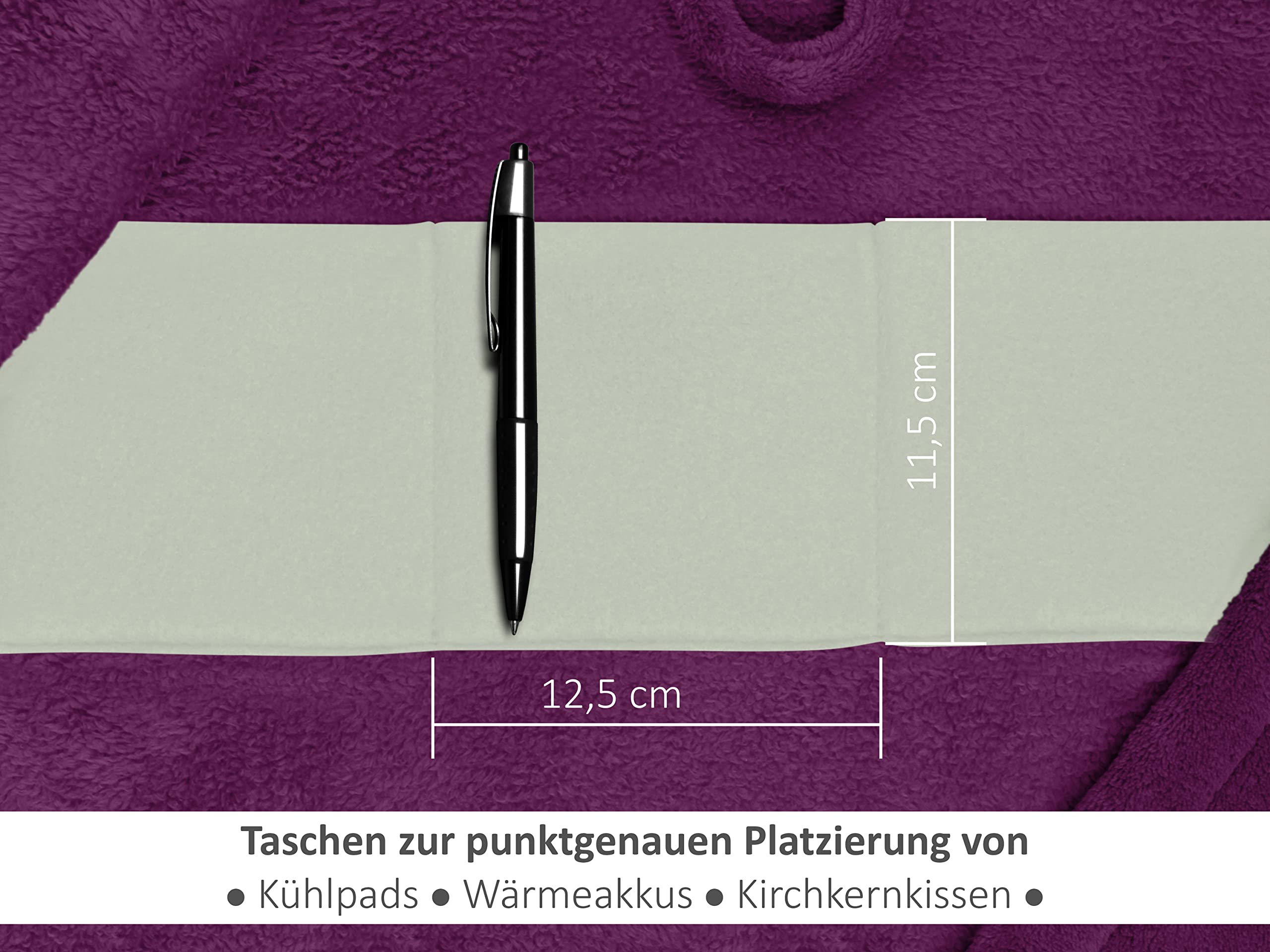 Kuschelfleece Therapie Bademantel mit Kapuze und Innentaschen 1582.2293, S, beere