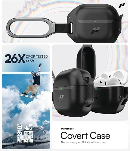 Miniatura 5 de Proof Labs Funda para AirPods 4 con candado, funda resistente para AirPods de 4 generación con mosquetón, protección resistente y carcasa protectora