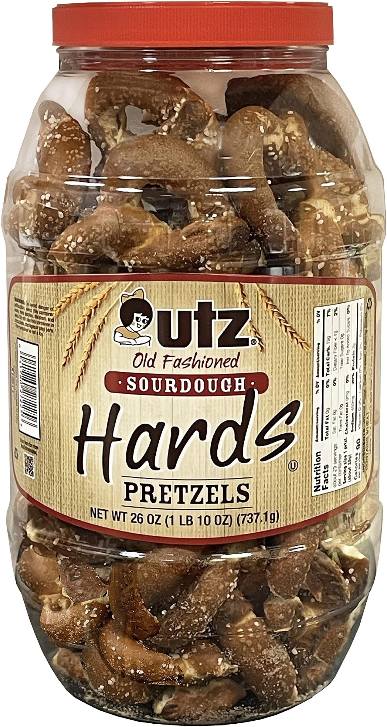 Utz Old Fashioned Sourdough Hard Pretzels 28 oz Barrel