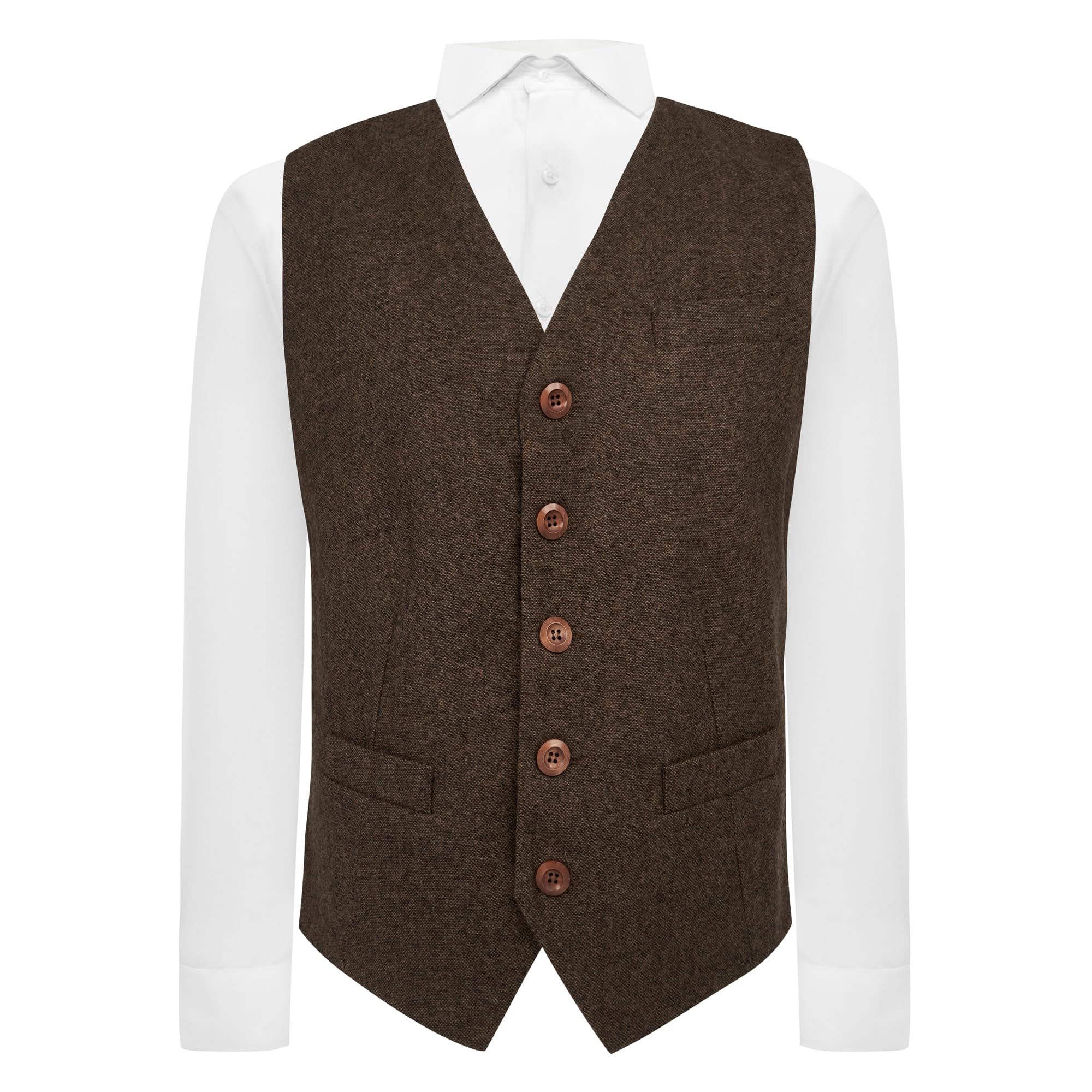 King & Priory Highland Weave Hessian Brown Waistcoat - M