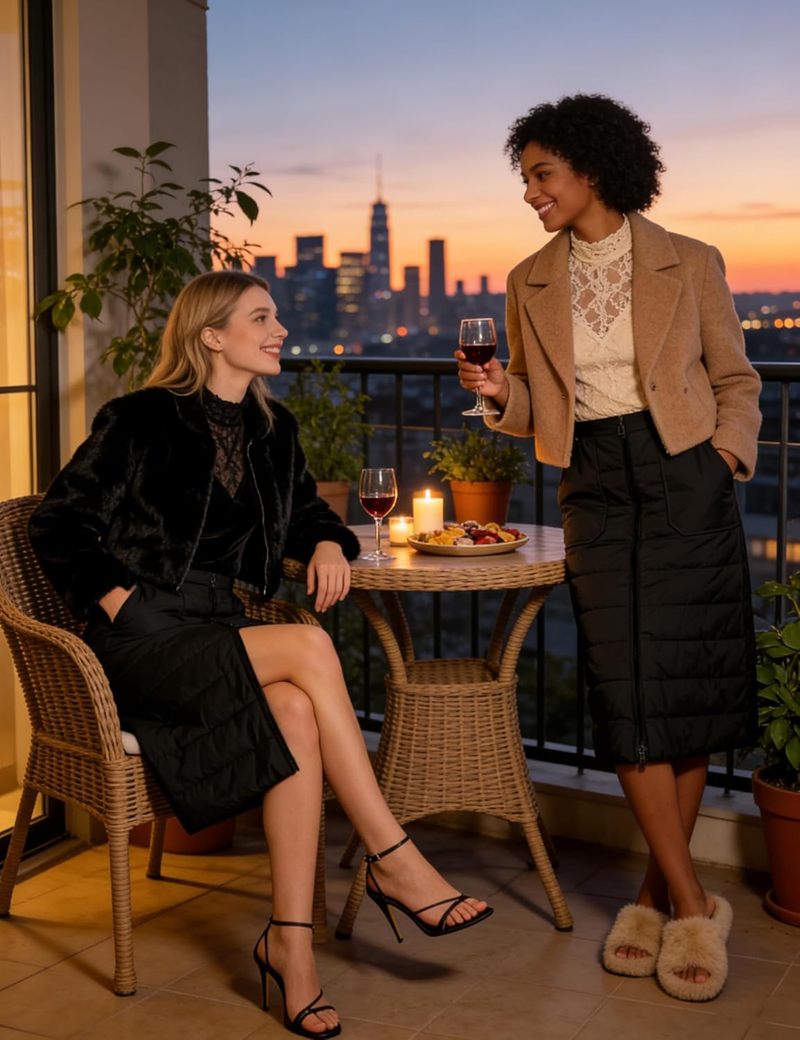 Shiyifa Womens Quilted Puffer Skirt Winter Insulated Down Long Skirt Warm Zip Front Padded Skirt with Pockets