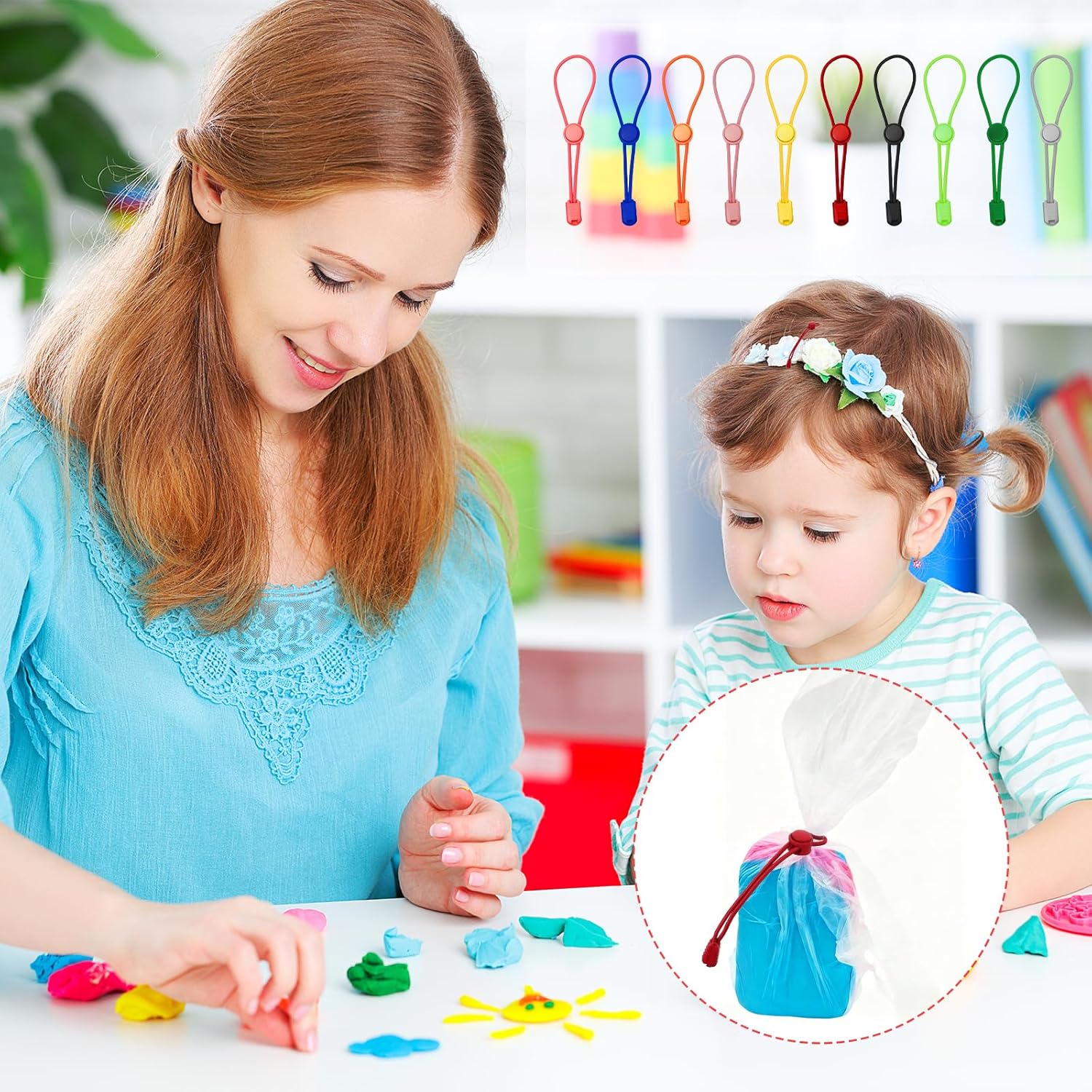 10PCS Clay Bag Ties, Adjustable Elastic Pottery Trimming Clay Bag Tie Colorful Pottery Straps Ceramic Tool Strap for Closure & Organization Sculpting Enthusiasts Artist - Image 3