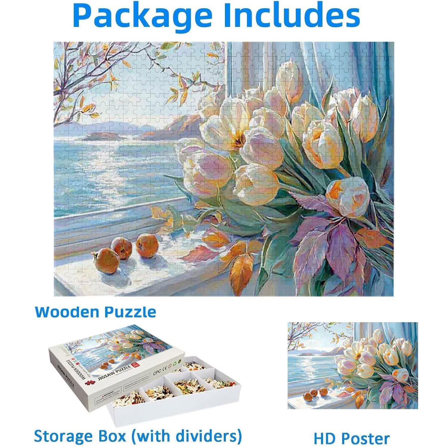 1500 Pezzi di Puzzle, tulipani paesaggio1500 Pezzi di Puzzle per Adulti, Regalo di Anniversario, Regalo di Natale, Decorazione Della Casa, Prevenzione Della Degenerazione Cerebrale Negli Anziani v979