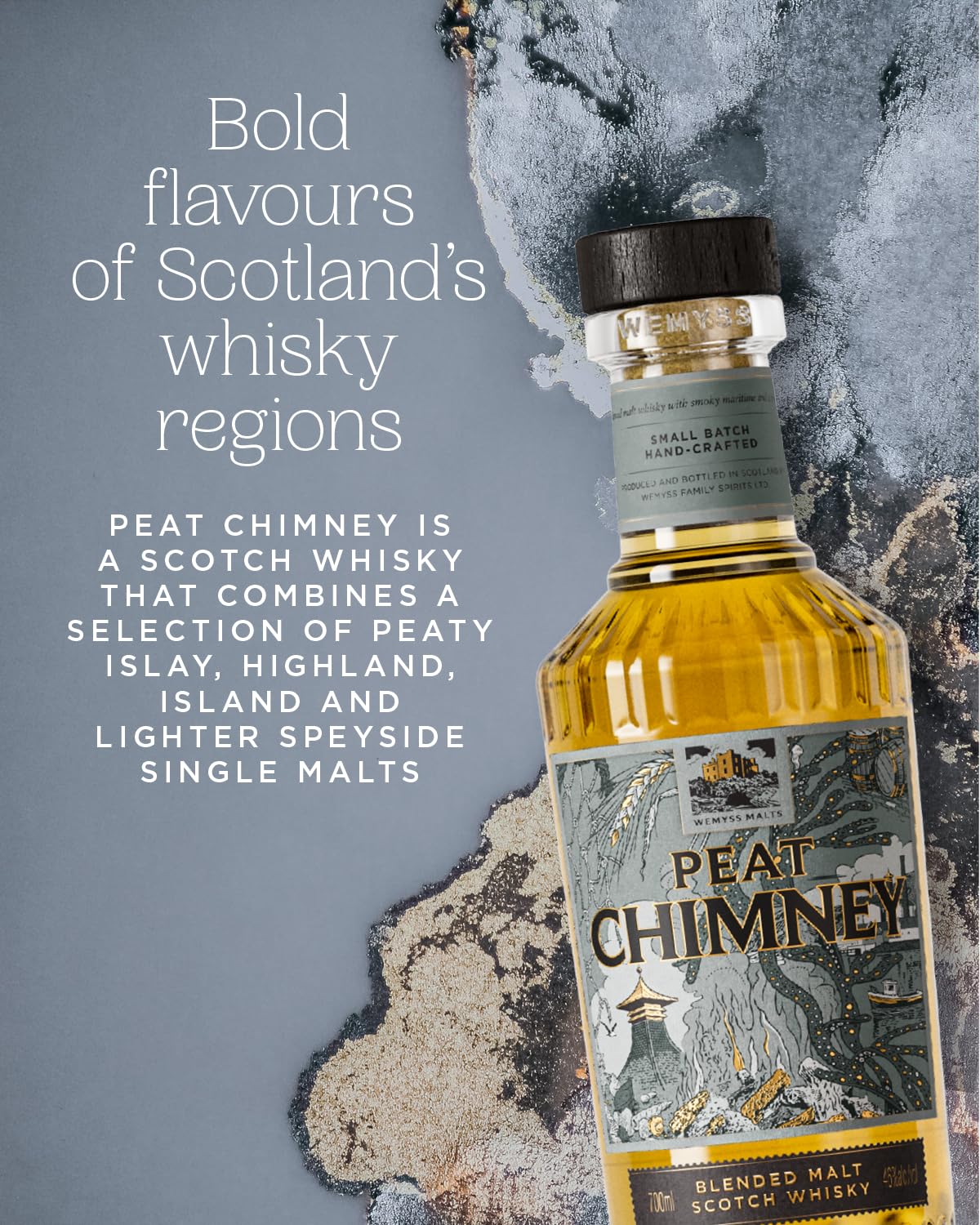 Peat Chimney Wemyss Malts Blended Scotch Whisky mit Geschenkverpackung (1 x 0.7 l)